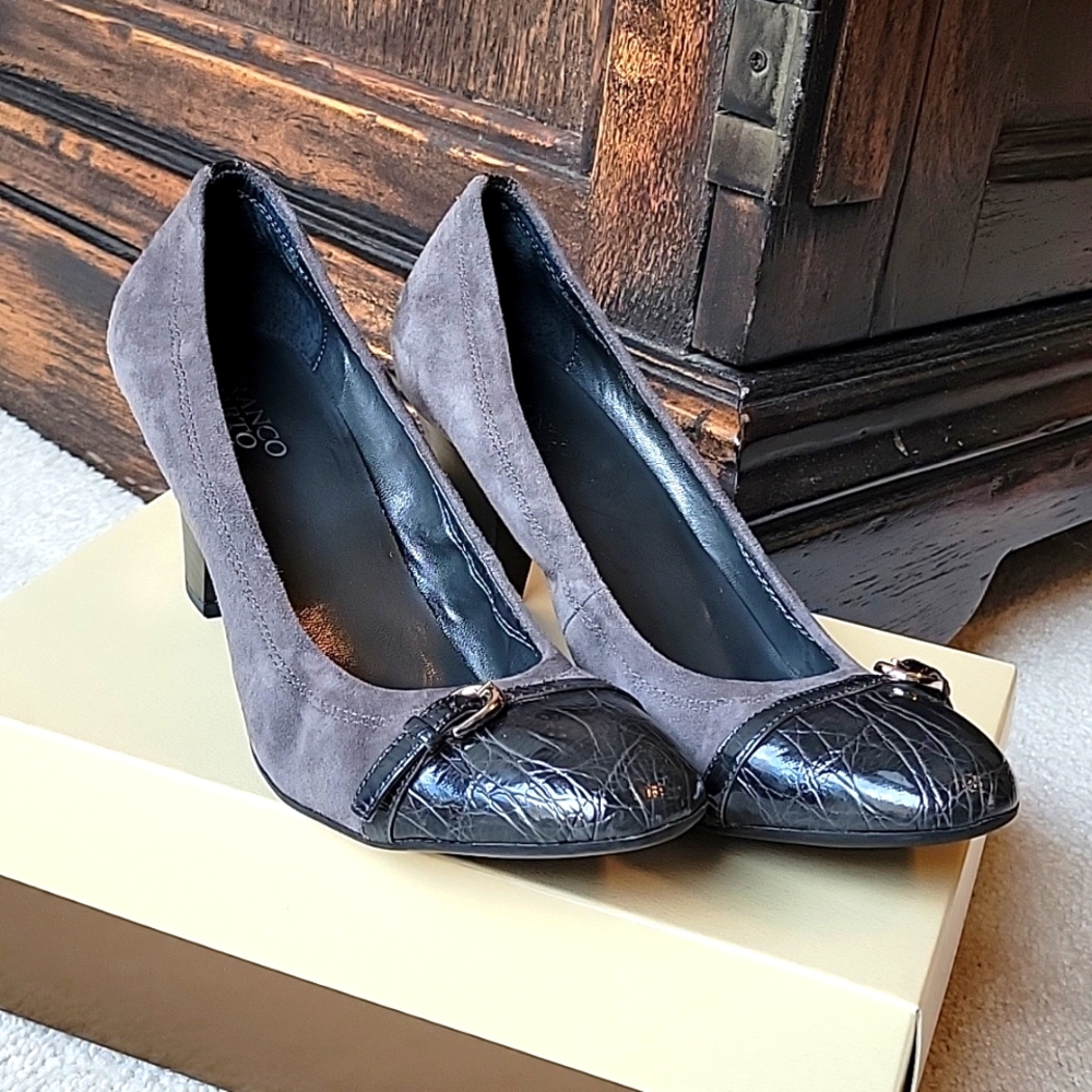 Franco Sarto Suede Cap Toe Stack Heels - Sz 9.5 M